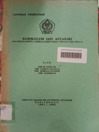 Kurikulum IAIN Antasari Dan Relevansinya Dengan Kebutuhan Tenaga Ahli Islam