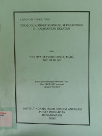 Tipologi Konsep Kurikulum Pesantren Di Kalimantan Selatan